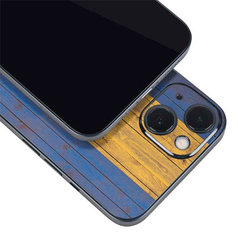 Barbados Flag Dark Wood iPhone 13 Mini Skin